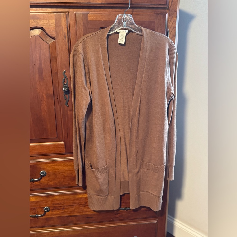 Women's Brown Open Front Cardigan Sweater
